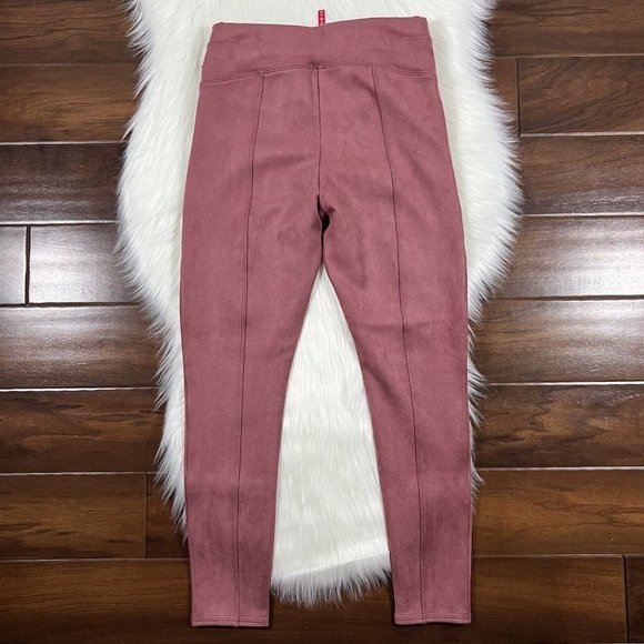 Spanx Size Small Petite Rich Rose Faux Suede Leggings Pants - Picture 8 of 10